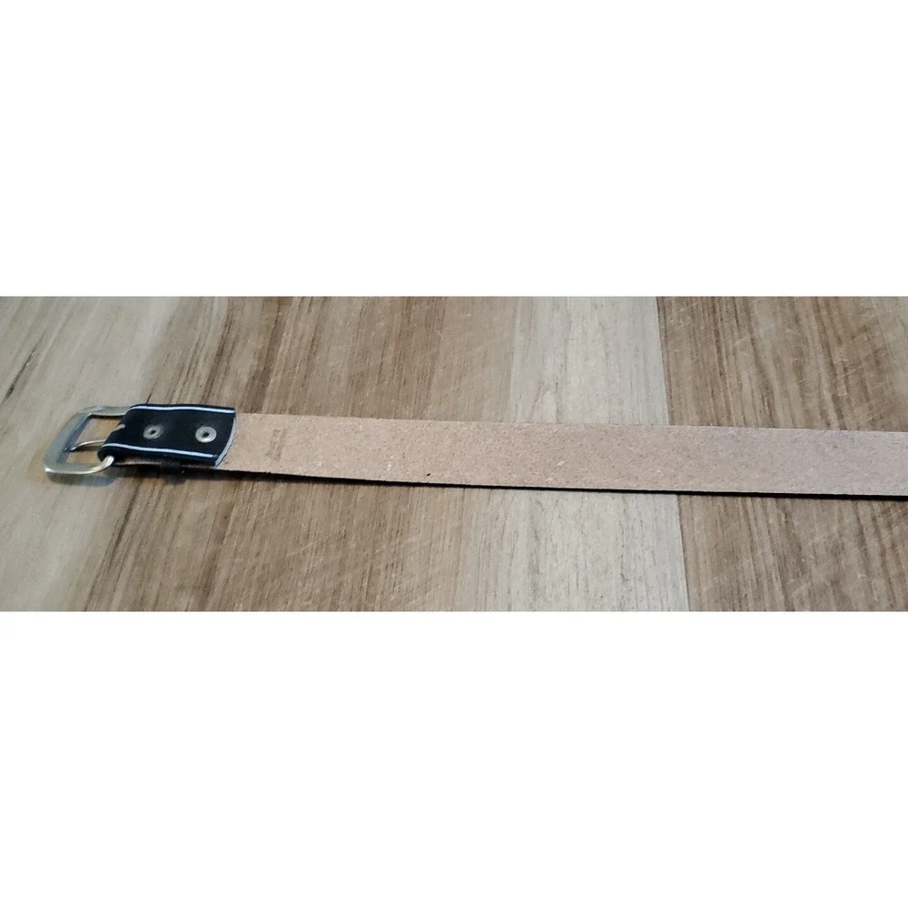 Lucien Piccard Genuine‎ Leather Belt Size 38 40 Black White Stripe Argentina